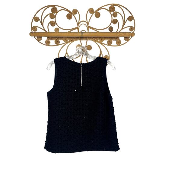 Ann Taylor Black Sequin textured top black sleeveless Sp - Picture 6 of 6